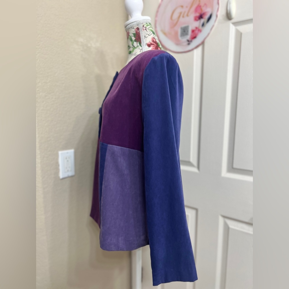 Leslie Fay Purple and Blue Colorblock Blazer - Picture 4 of 8